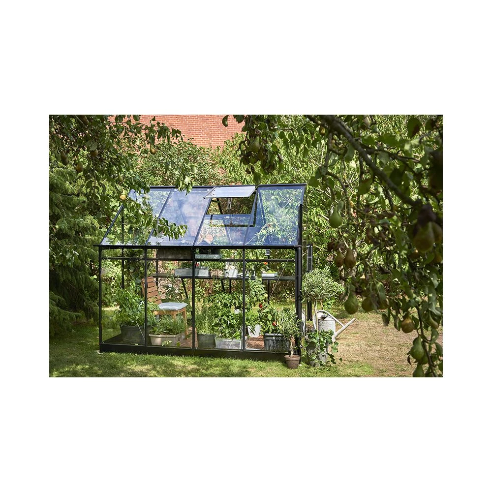 Halls Qube 68 5,1 M² Sort M/ 3 Mm Hærdet Glas - Drivhus 3 Halls Qube 68 5,1 M² Sort M/ 3 Mm Hærdet Glas - Drivhus