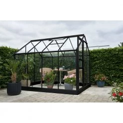 Halls Drivhus Popular 86 Sort M/3 Mm Hærdet Glas - F09894