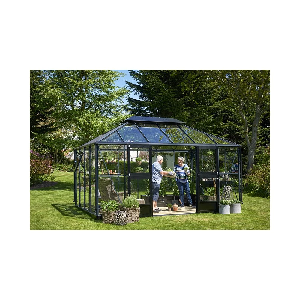 Juliana Grand Oase 13,0 M² Antracitgrå M/3 Mm Hærdet Glas - Drivhus 3 Juliana Grand Oase 13,0 M² Antracitgrå M/3 Mm Hærdet Glas - Drivhus