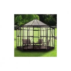 Halls Drivhus Atrium Sort M/3 Mm Hærdet Glas - Inkl. Fundament - Ekskl. Glaslister