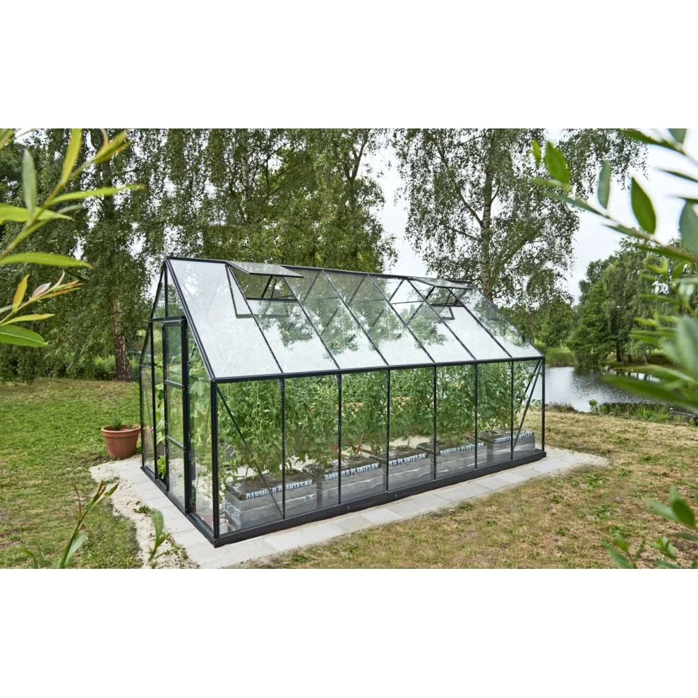 Halls Universal 148 11,5m² Sort M/3 Mm Hærdet Glas + Fundament 3 Halls Universal 148 11,5m² Sort M/3 Mm Hærdet Glas + Fundament