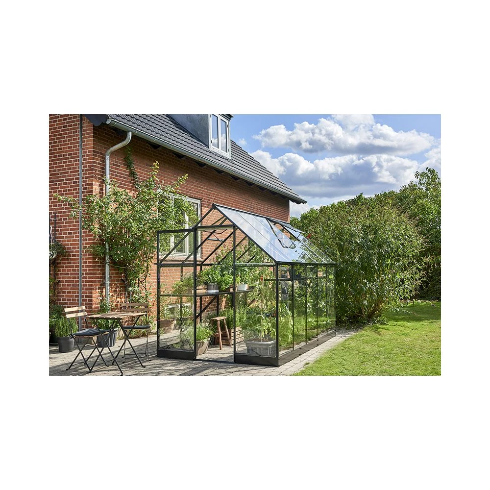 Halls Qube 610 6,4 M² Sort M/ 3 Mm Hærdet Glas - Drivhus 3 Halls Qube 610 6,4 M² Sort M/ 3 Mm Hærdet Glas - Drivhus